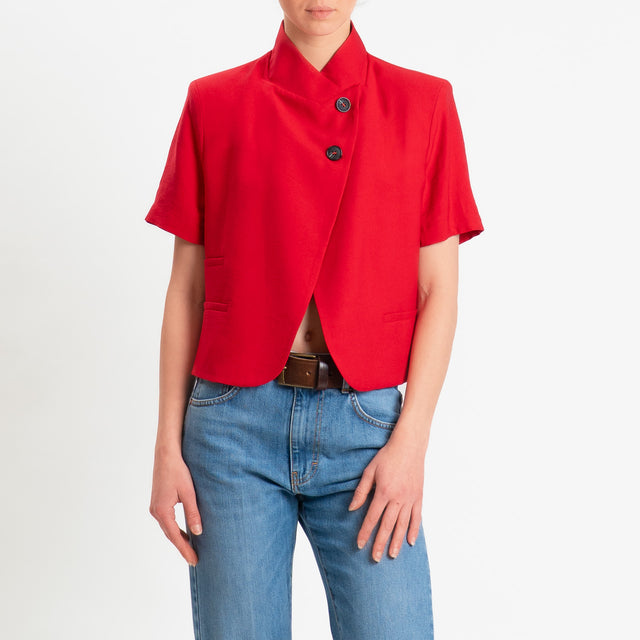 Haveone-Giacca asimmetrica mezza manica - rosso