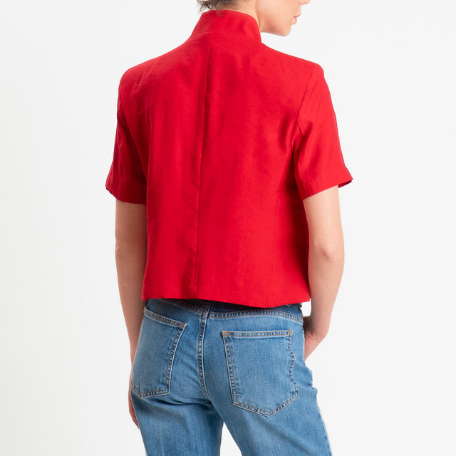 Haveone-Giacca asimmetrica mezza manica - rosso