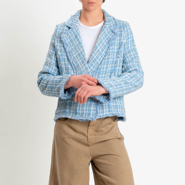 Haveone-Giacca bouclé con paillettes - polvere/oro/bianco