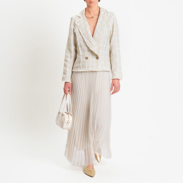 Haveone-Giacca bouclé con paillettes - bianco/oro