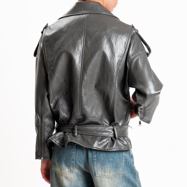 Haveone-Giacca chiodo similpelle - grigio