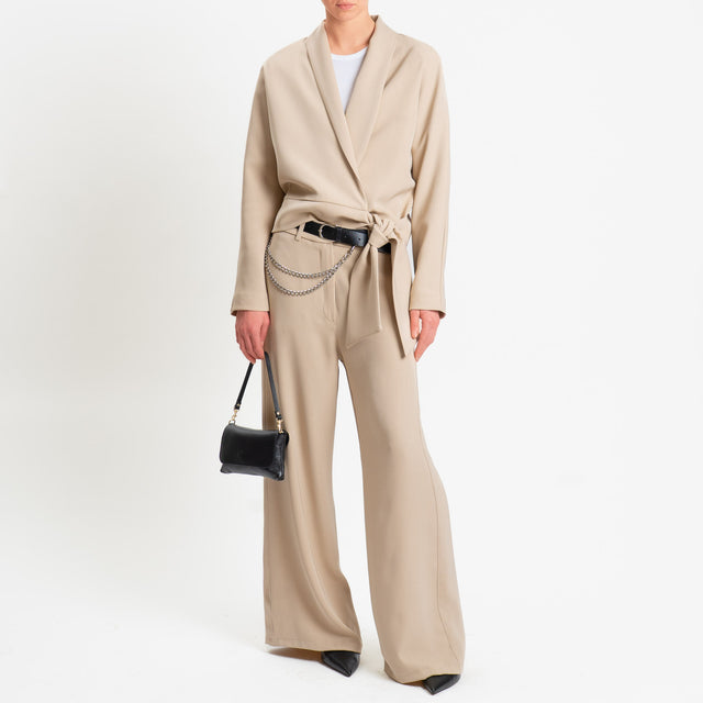 Haveone-Giacca kimono tessuto fluido - sabbia