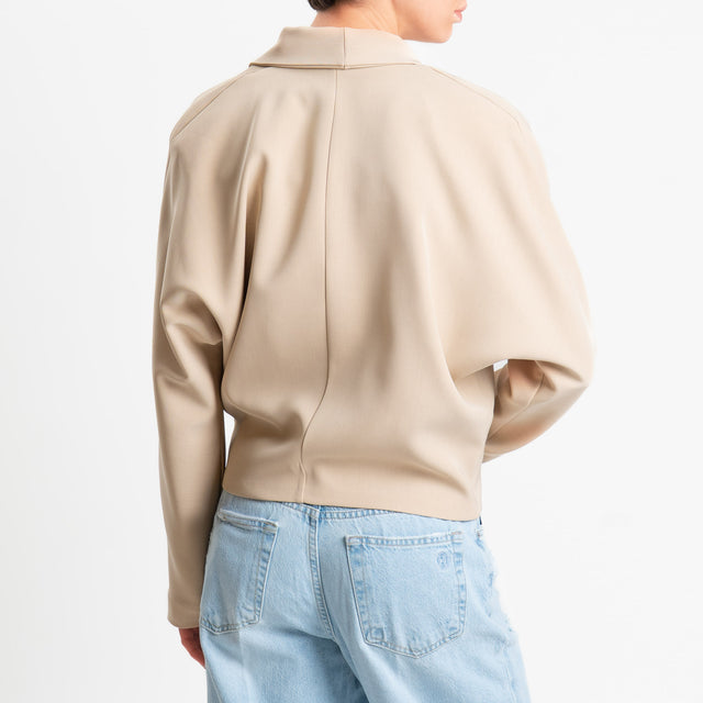 Haveone-Giacca kimono tessuto fluido - sabbia