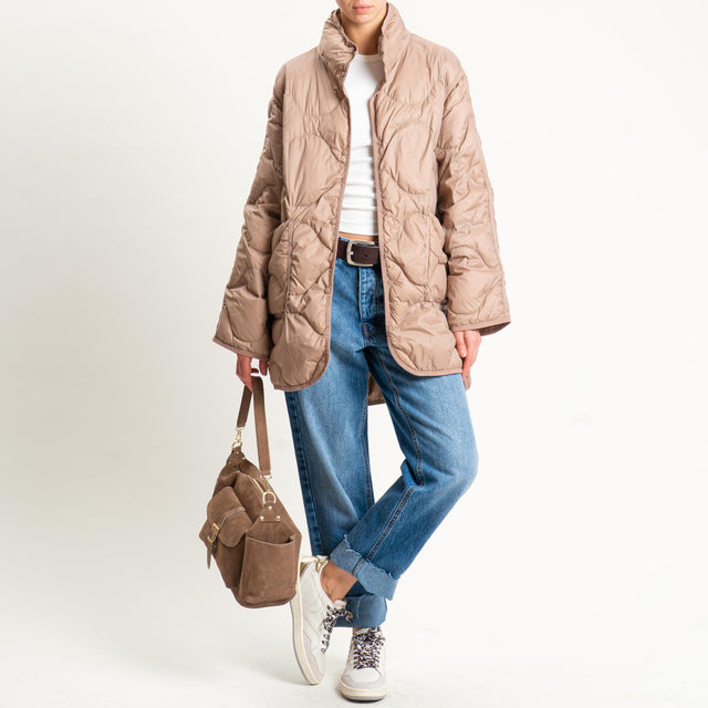 Haveone-Giacca trapuntata 100 grammi spacchi laterali - camel