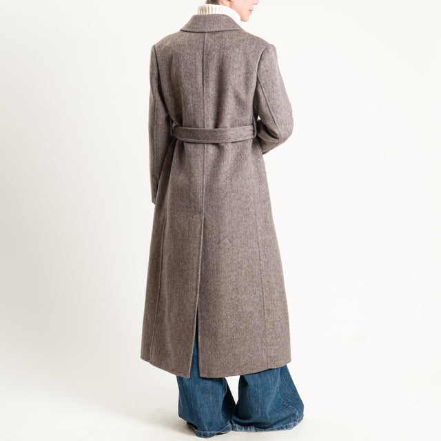 Haveone-Cappotto hand made doppiopetto misto lana - moro