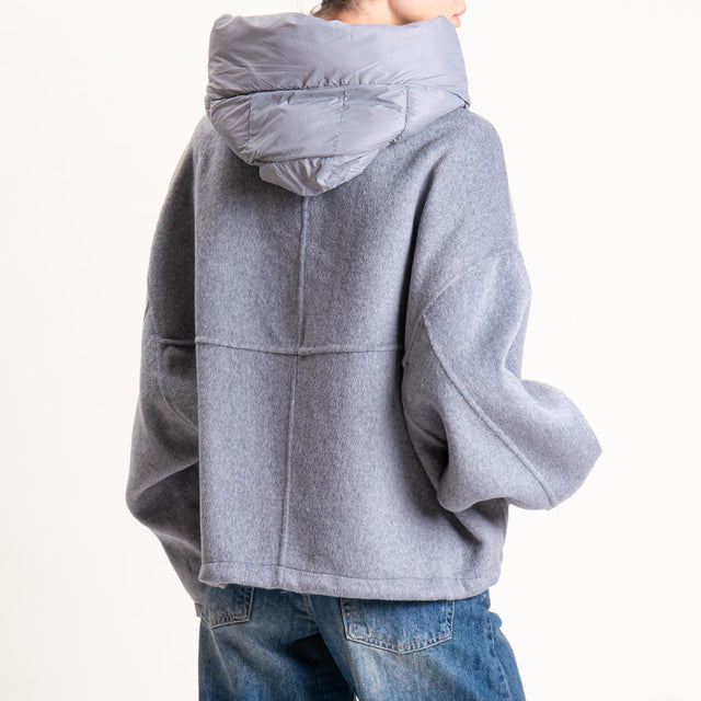 Haveone-Bomber velour con cappuccio e maniche rimovibili - grigio