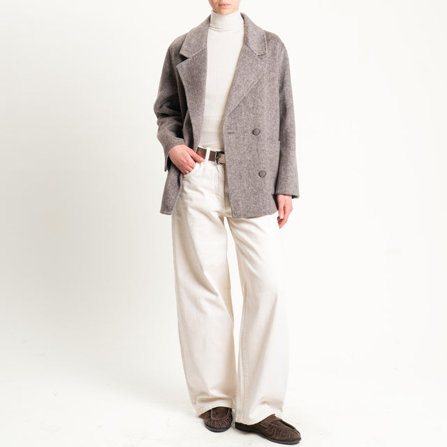 Haveone-Giacca cappotto doppiopetto hand made - moro