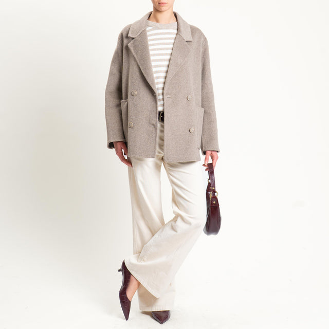 Haveone-Giacca cappotto doppiopetto hand made - tortora