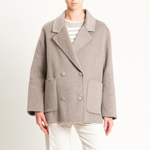 Haveone-Giacca cappotto doppiopetto hand made - tortora