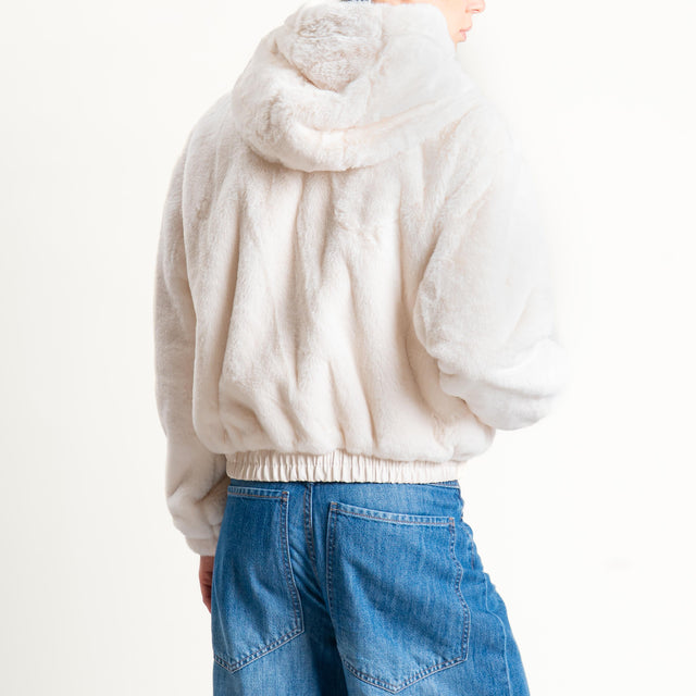 Haveone-Bomber ecopelliccia con cappuccio - panna