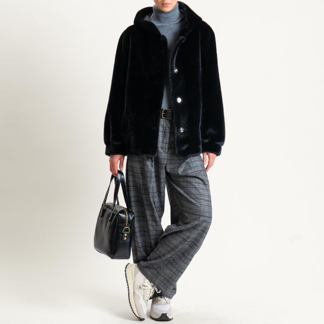 Haveone-Ecopelliccia con cappuccio - nero