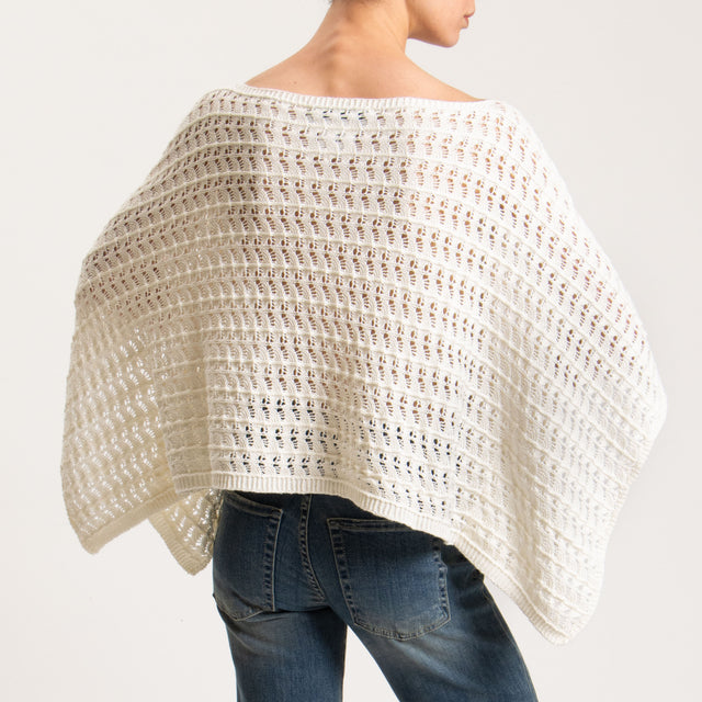 Haveone-Poncho in maglia crochet - bianco