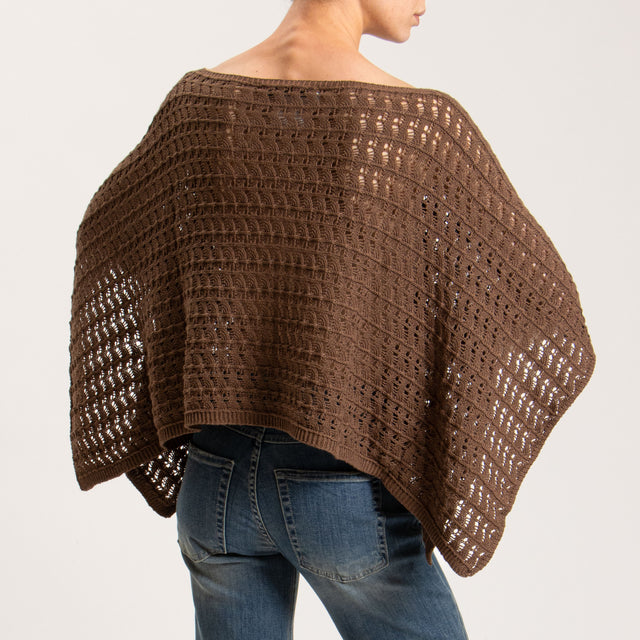 Haveone-Poncho in maglia crochet - moka