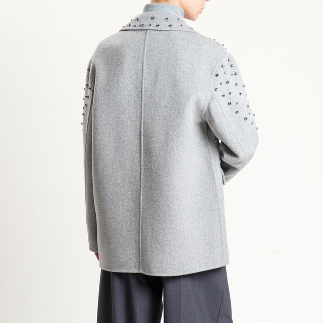 Haveone-Giacca cappotto hand made con applicazioni - grigio chiaro