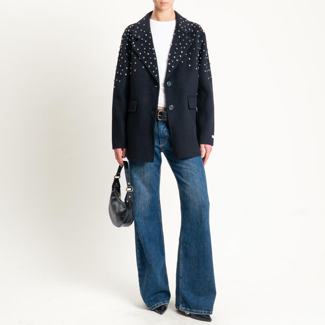 Haveone-Giacca cappotto hand made con applicazioni - nero