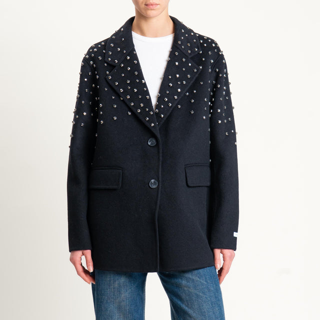 Haveone-Giacca cappotto hand made con applicazioni - nero