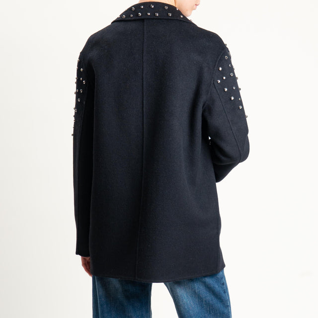 Haveone-Giacca cappotto hand made con applicazioni - nero