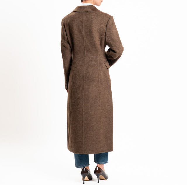 Haveone-HANDMADE WOOL BLEND double-breasted coat - brown