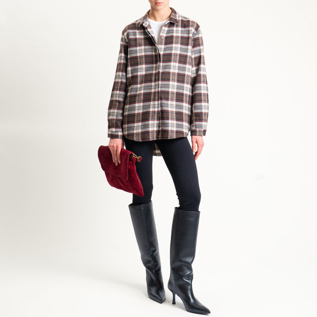 Haveone-Camicia check flanella - moro/bordeaux