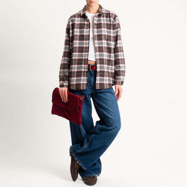 Haveone-Camicia check flanella - moro/bordeaux
