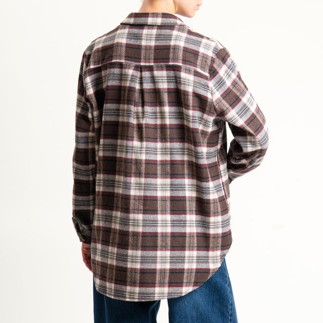 Haveone-Camicia check flanella - moro/bordeaux