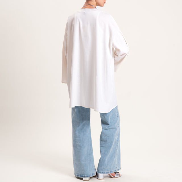 Haveone-Kimono misto lino con applicazioni - burro
