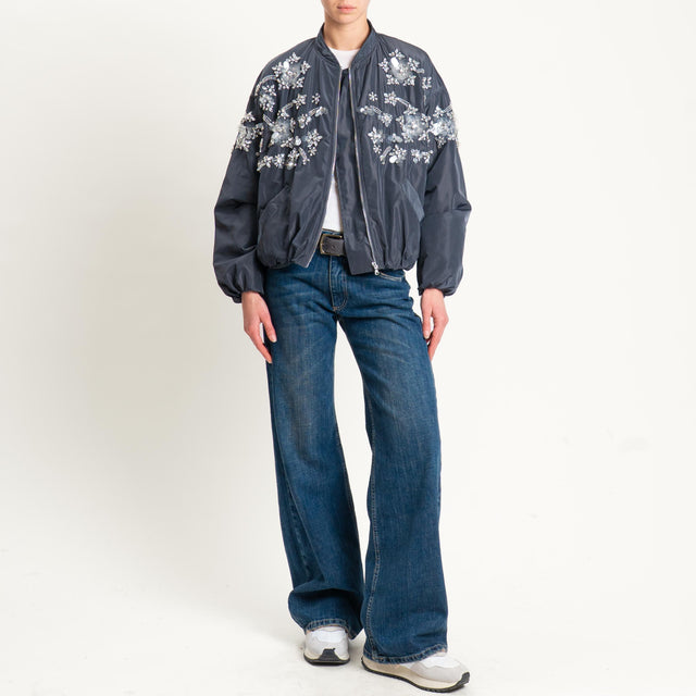 Haveone-Bomber con ricami e applicazioni - grigio