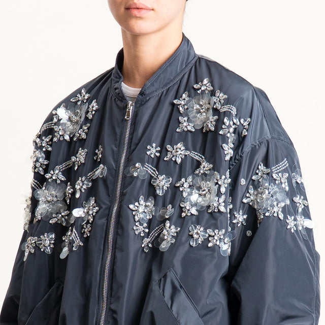 Haveone-Bomber con ricami e applicazioni - grigio