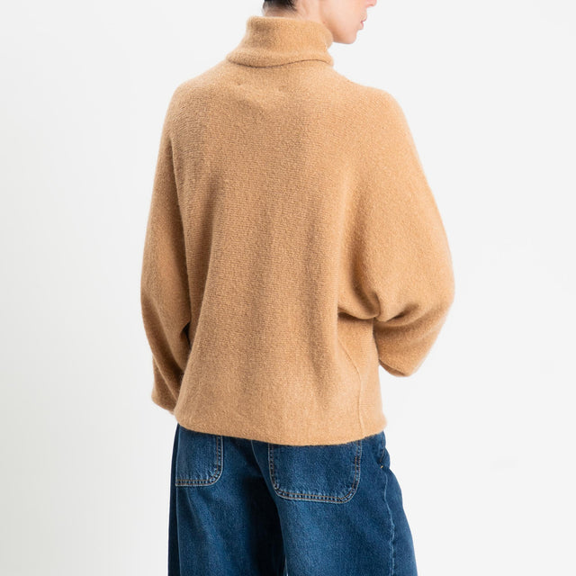 Haveone-Maglia mohair collo alto manica pipistrello - miele