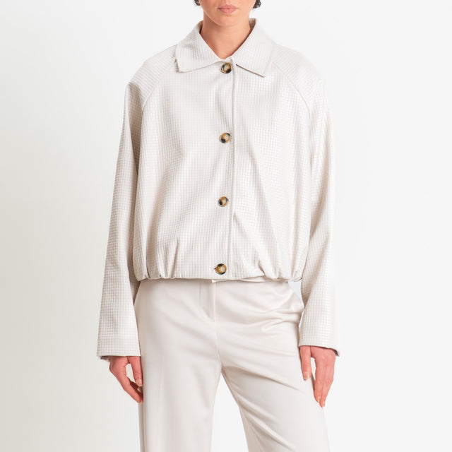 Haveone-Bomber similpelle intrecciata - burro