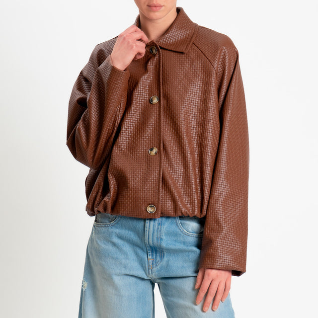Haveone-Bomber similpelle intrecciata - cuoio