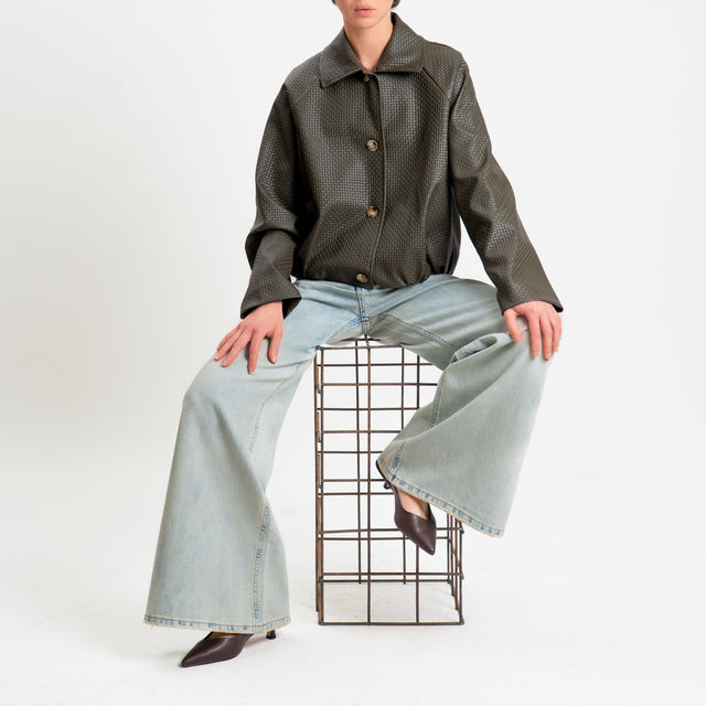 Haveone-Bomber similpelle intrecciata - militare