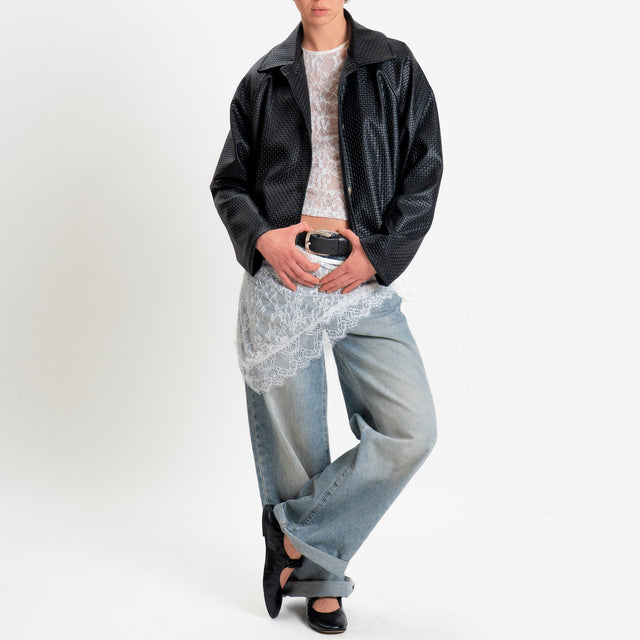 Haveone-Bomber similpelle intrecciata - Nero