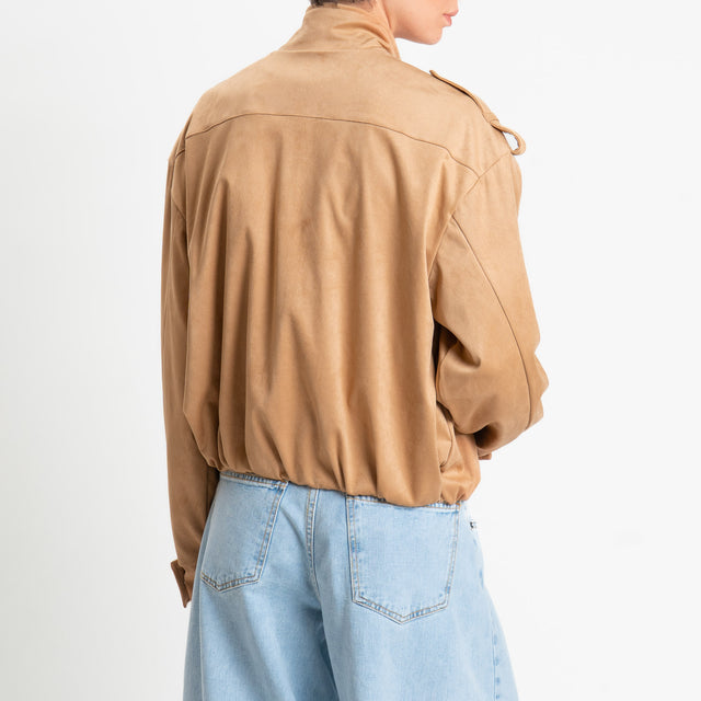 Haveone-Bomber effetto suede con tasche - beige