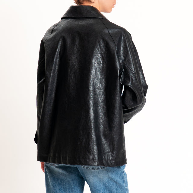 Haveone-Giacca over similpelle - nero