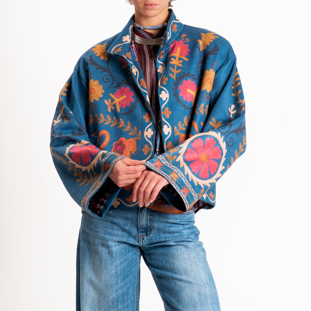 Haveone-Giacca caban fantasia - blu/senape/rust