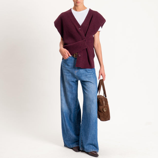 Haveone-Maglia smanicata misto alpaca con spalline - vino