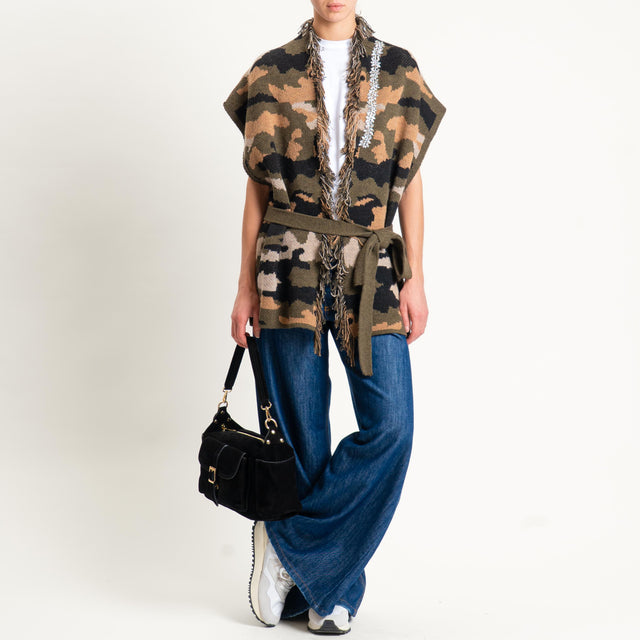Haveone-Gilet in maglia con applicazioni - camouflage