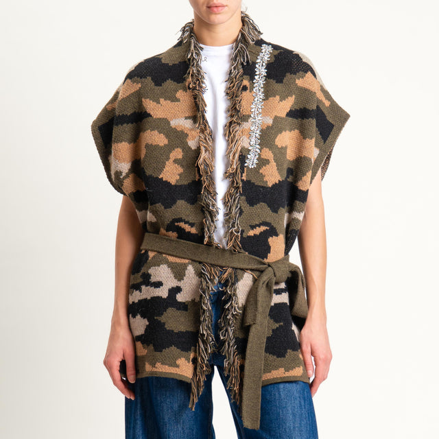 Haveone-Gilet in maglia con applicazioni - camouflage