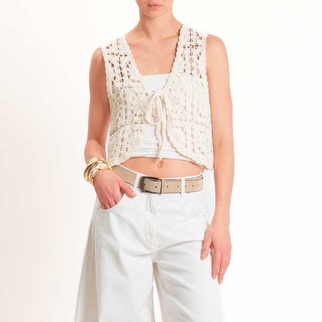 Haveone-Gilet crochet - burro