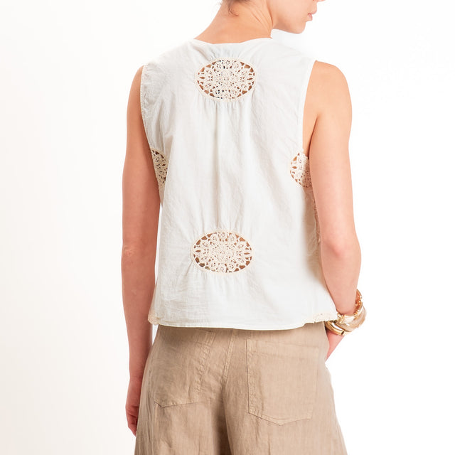 Haveone-Gilet mussola con ricami - burro
