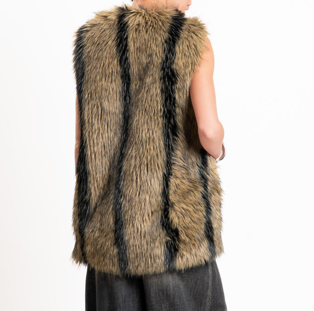 Haveone-Gilet ecopelliccia - beige/nero