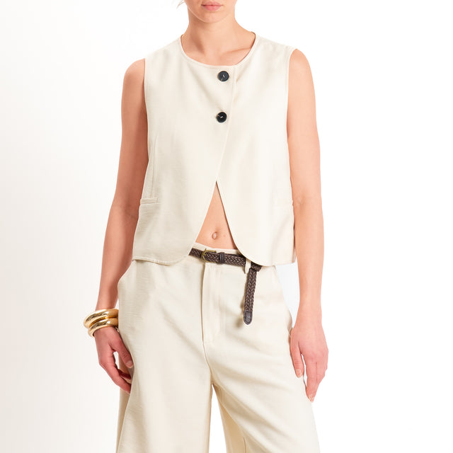 Haveone-Gilet chiusura asimmetrica - burro