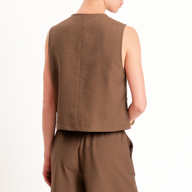 Haveone-Gilet chiusura asimmetrica - moro