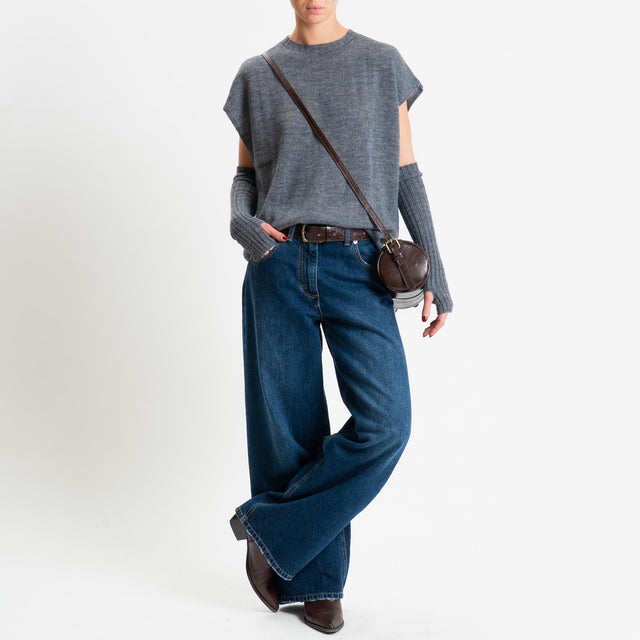 Haveone-Maglia smanicata con manicotti misto alpaca - grigio