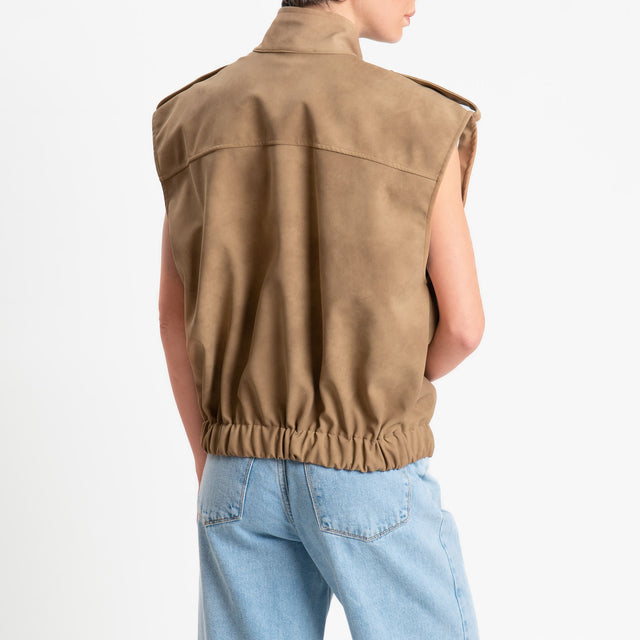 Haveone-Gilet dainetto con tasche - beige