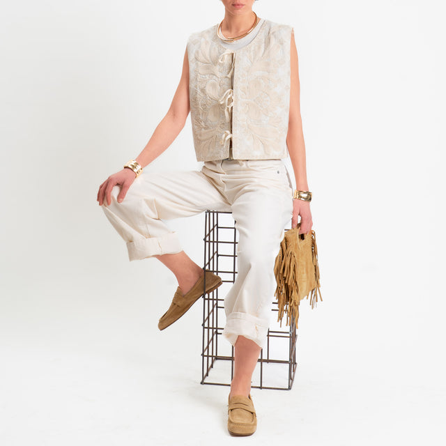 Haveone-Gilet con ricami - beige