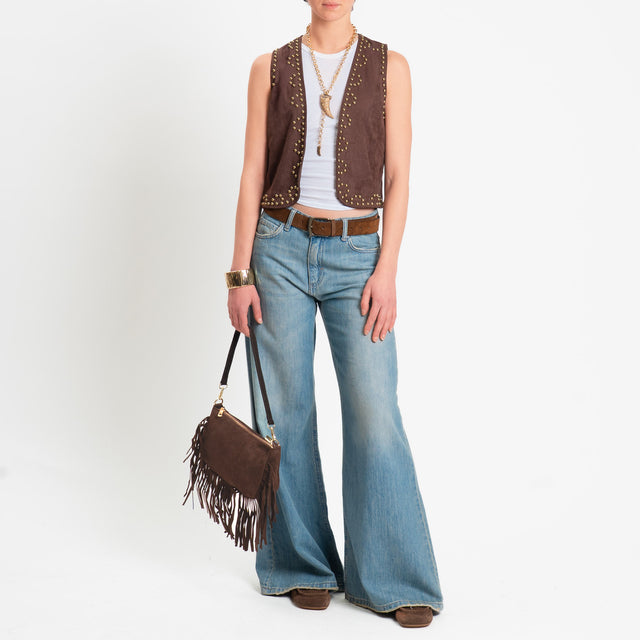 Haveone-Gilet effetto suede con borchie - caffe'