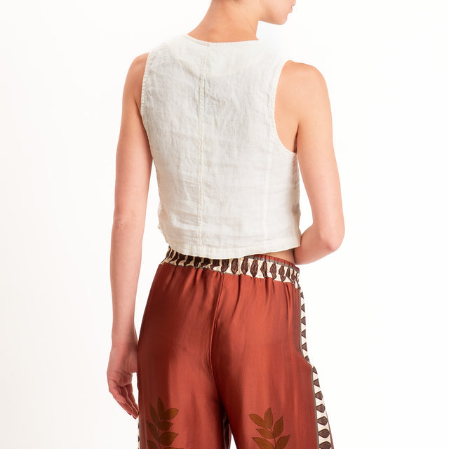 Haveone-Gilet 100% lino - burro
