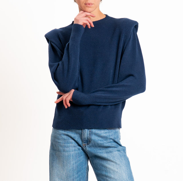 Haveone-Maglia girocollo con spalline - blu